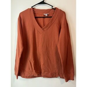 Orvis Light weight V Neck Pullover Sweatshirt Soft Modal Sz S‎ Burnt Orange